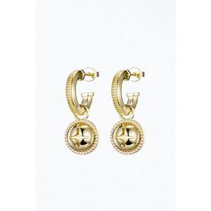 NEW F+H STUDIOS hardware charm hoop earrings in gold/clear
